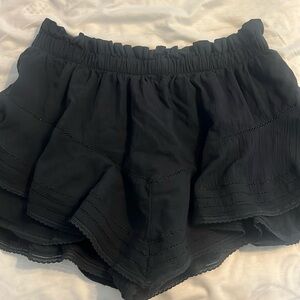 Aerie Rock n Ruffle Cotton Skort Black in Large